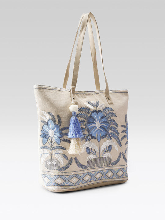 Floral Embellished Shopper Tote Bag