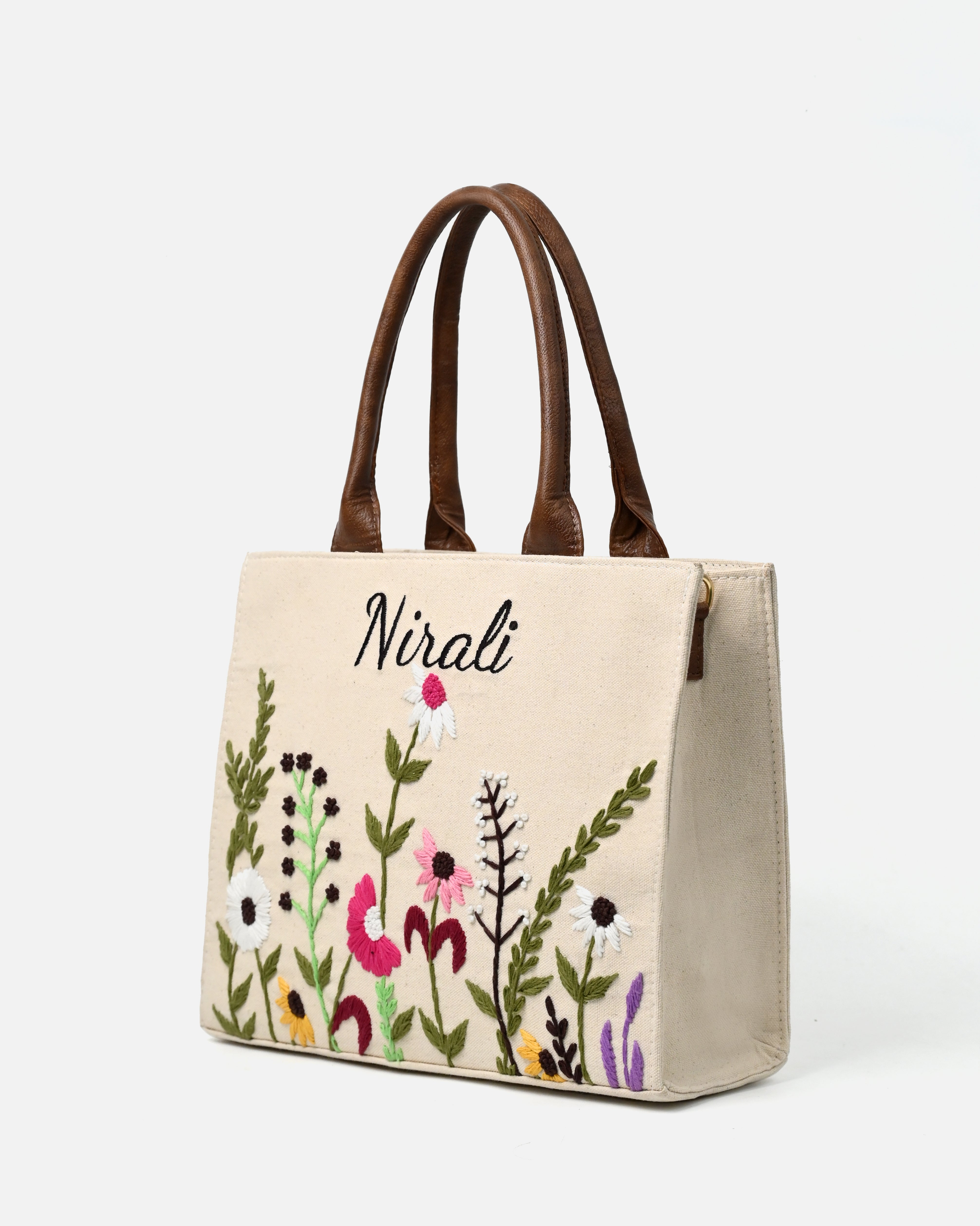 Customized Canvas Multi Floral Embroidered Bag