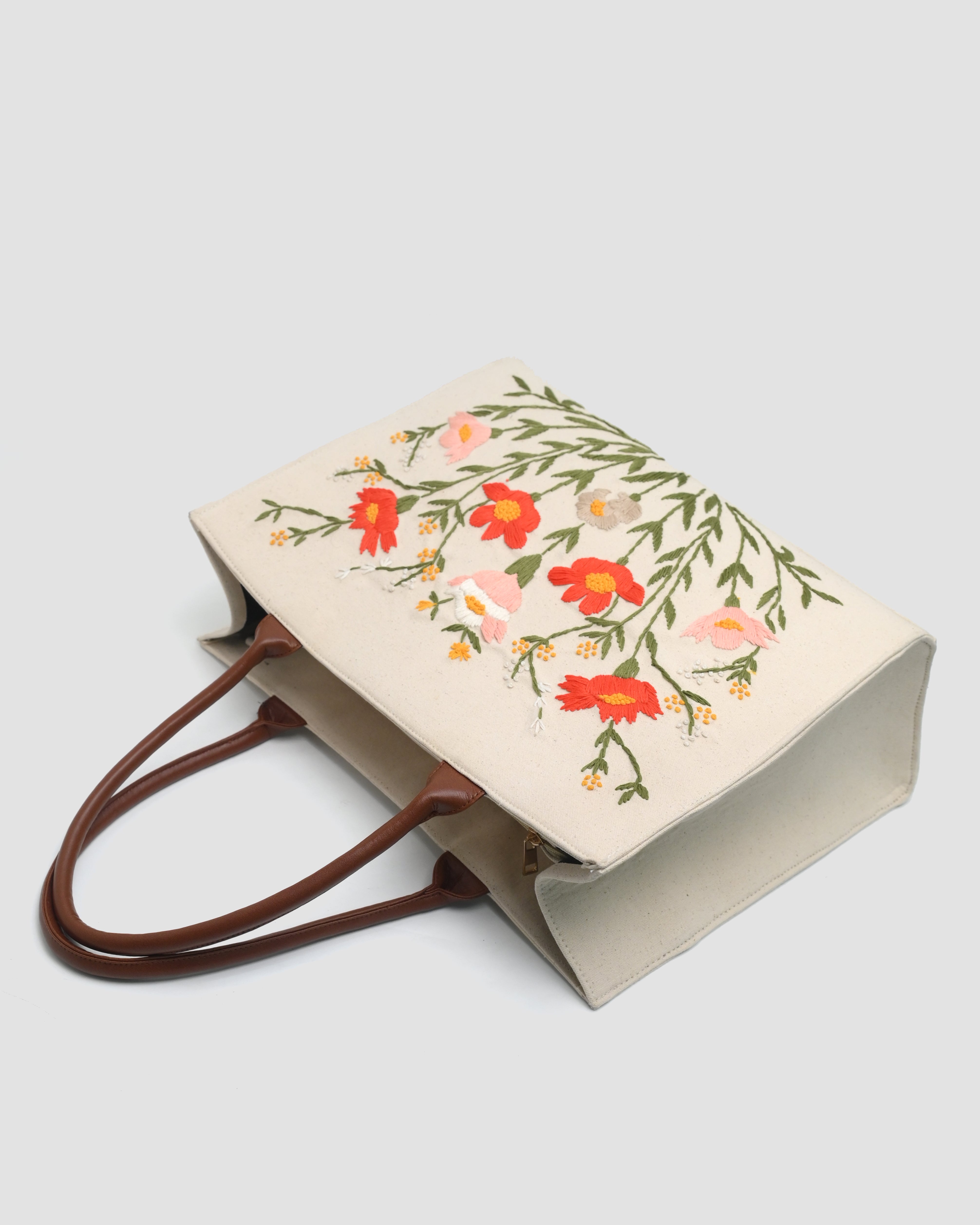 Customized Canvas Multi Floral Embroidered Bag