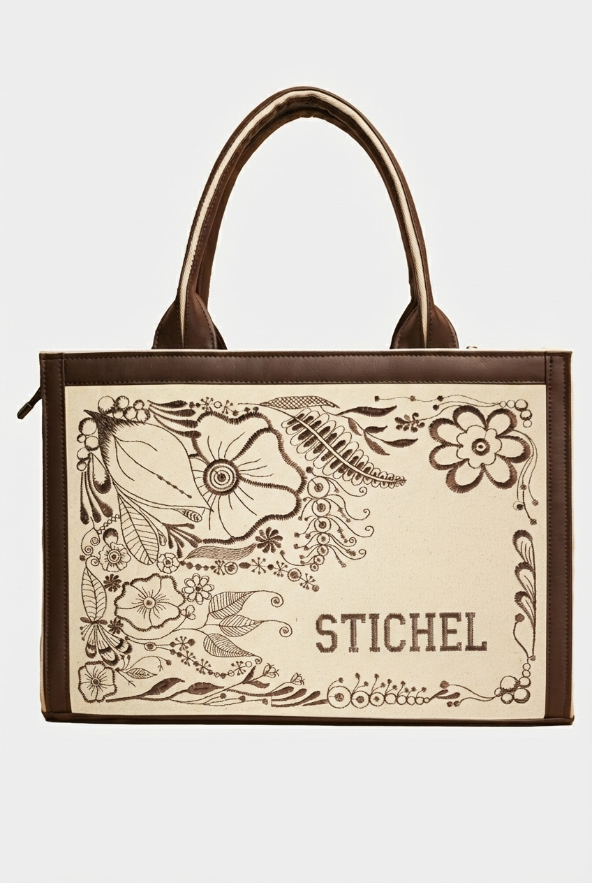 Customized Ethereal Garden Embroidered Tote Bag – Dark Brown