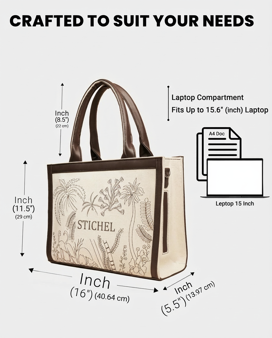 Eco-Chic Tropical Embroidered Tote Bag