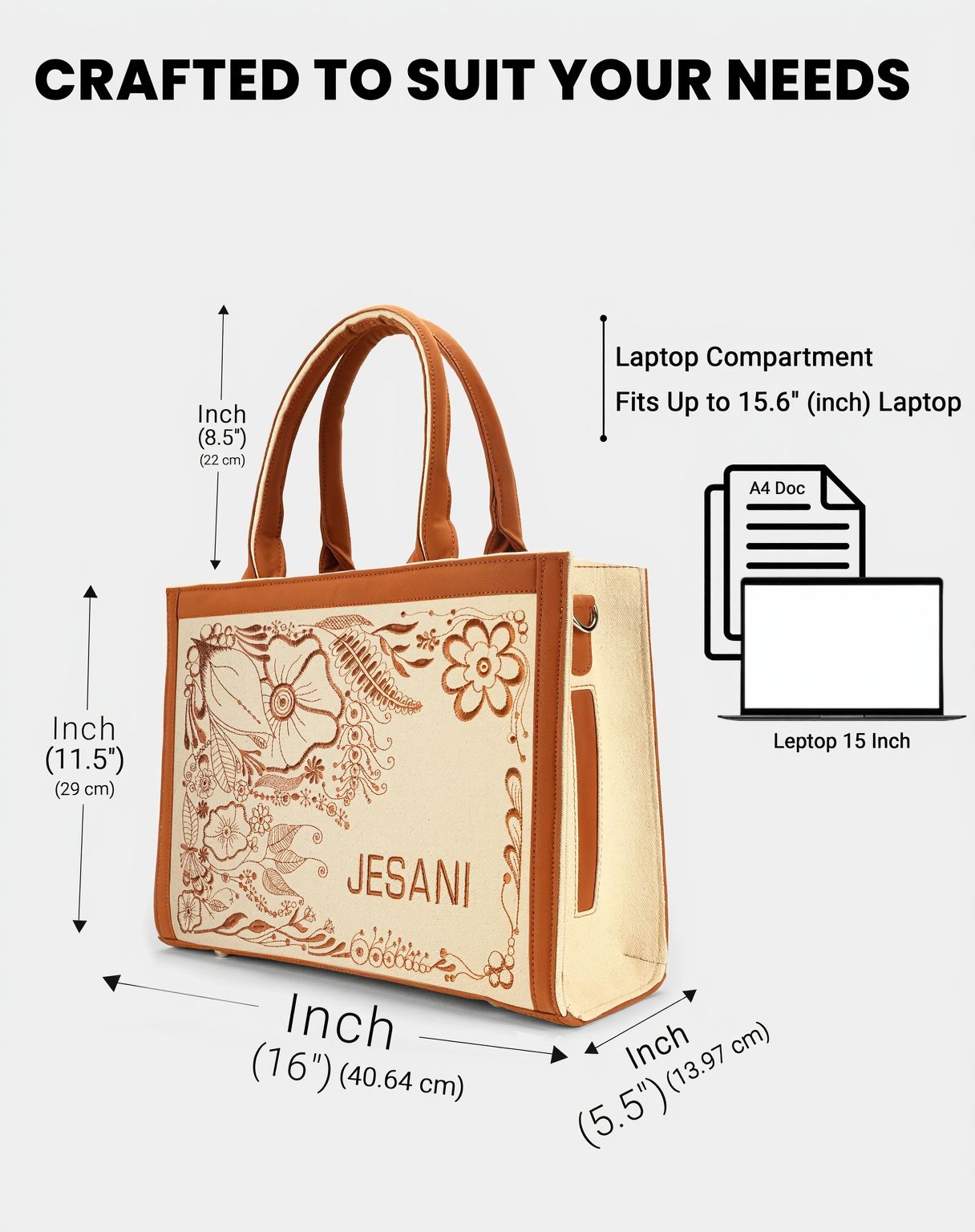 Designer Floral Art Customized Embroidered Tote Bag