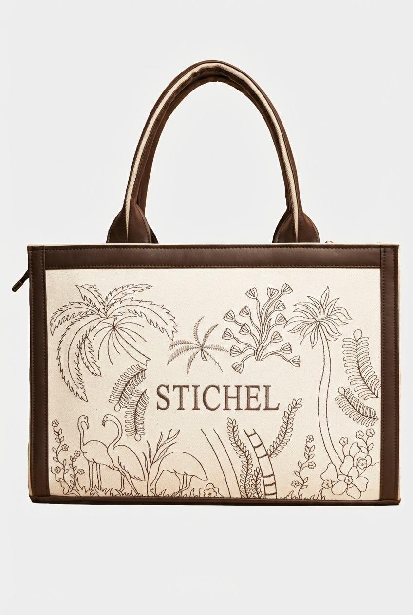Eco-Chic Tropical Embroidered Tote Bag