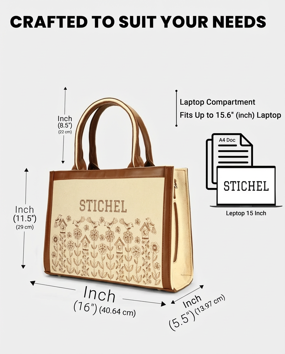 Birdsong Bliss Customized Premium Voguish Embroidered Tote Bag
