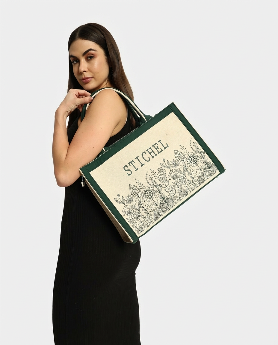 Customized Canvas Denim Embroidered Voguish Tote Bag