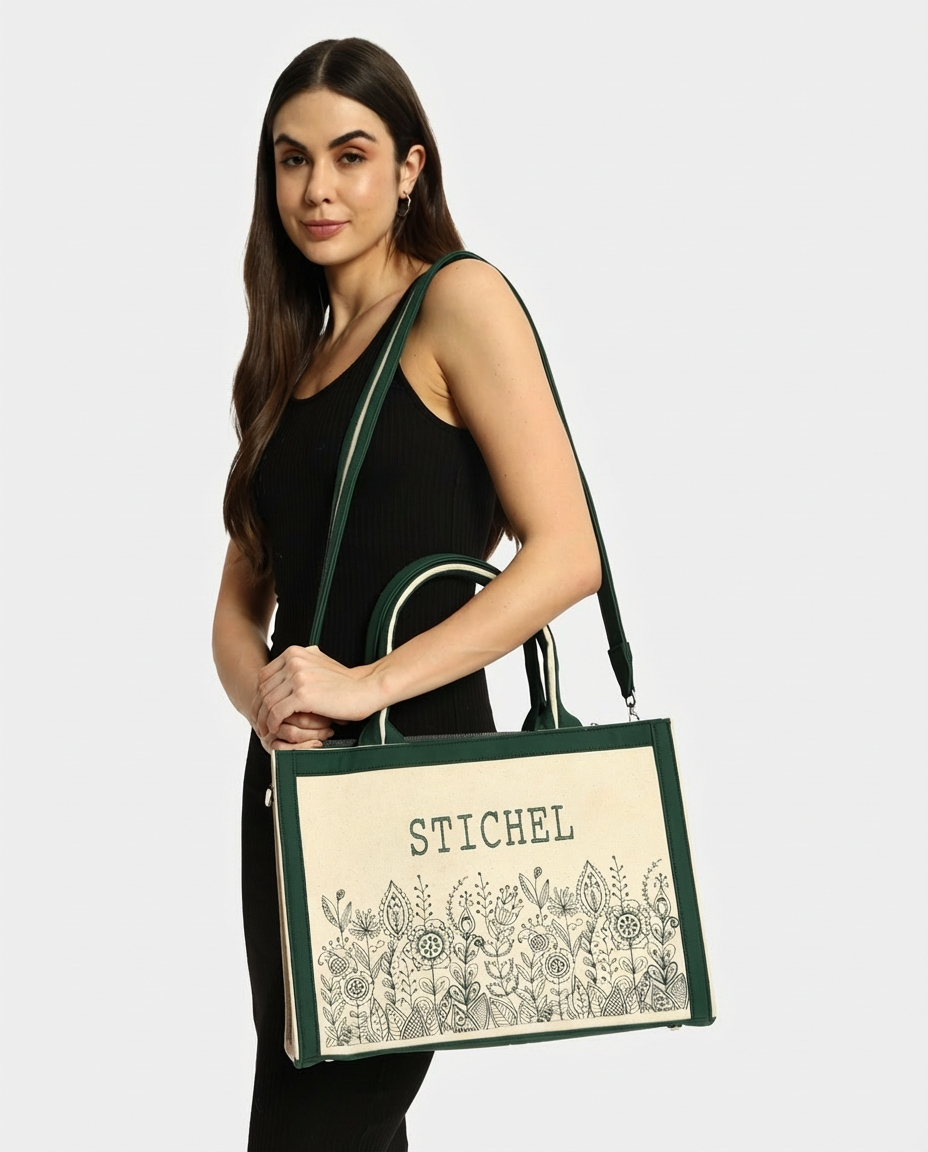 Customized Canvas Denim Embroidered Voguish Tote Bag