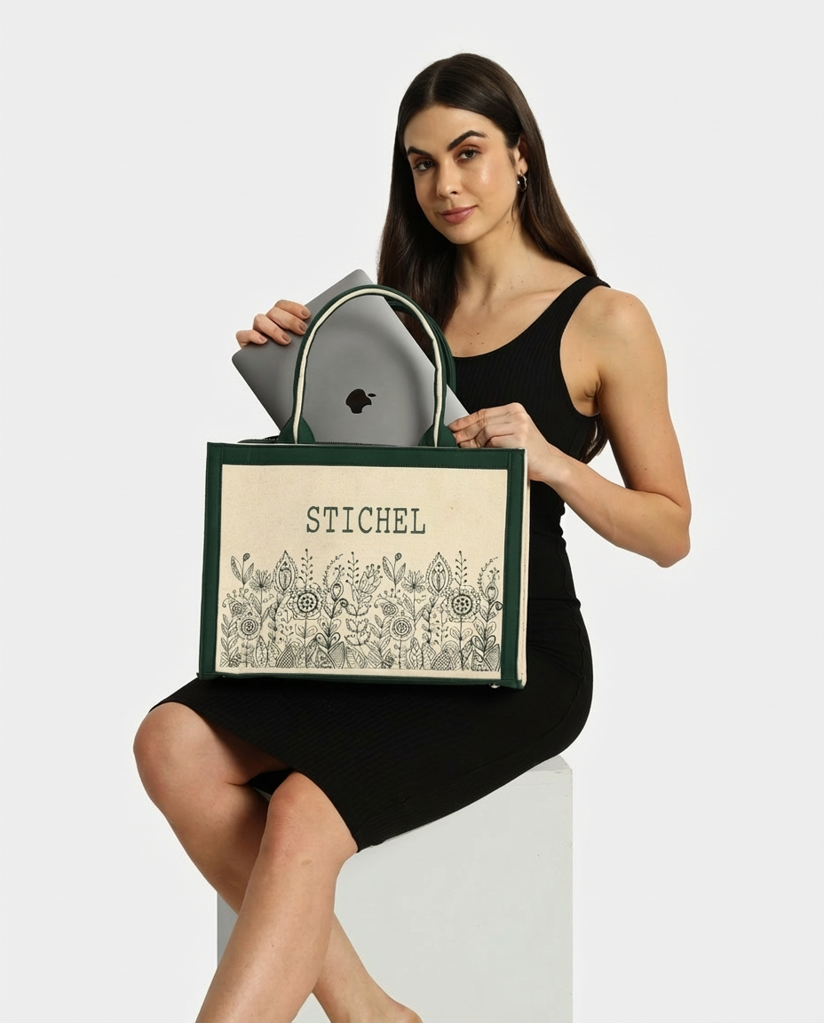 Customized Canvas Denim Embroidered Voguish Tote Bag