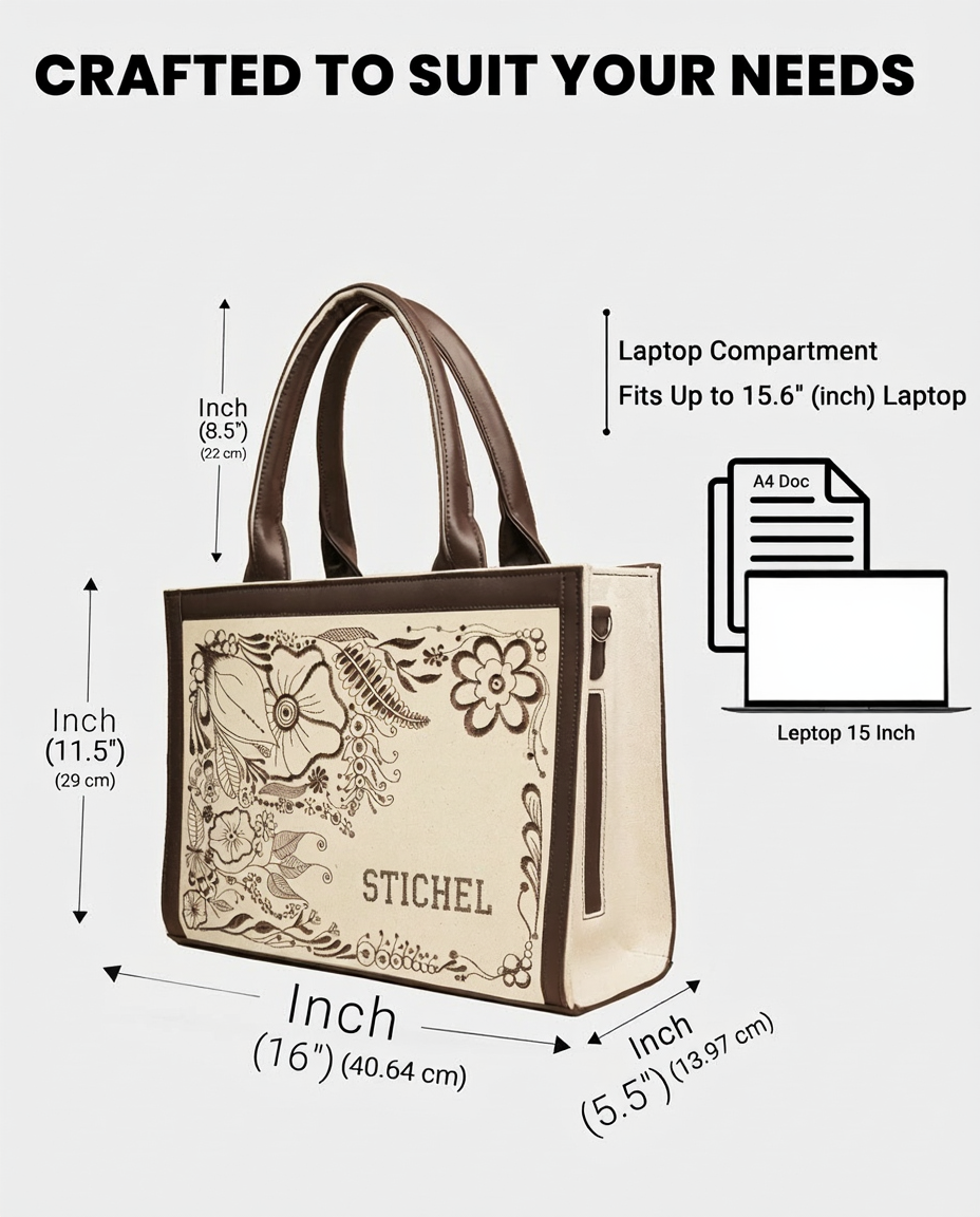 Customized Ethereal Garden Embroidered Tote Bag – Dark Brown