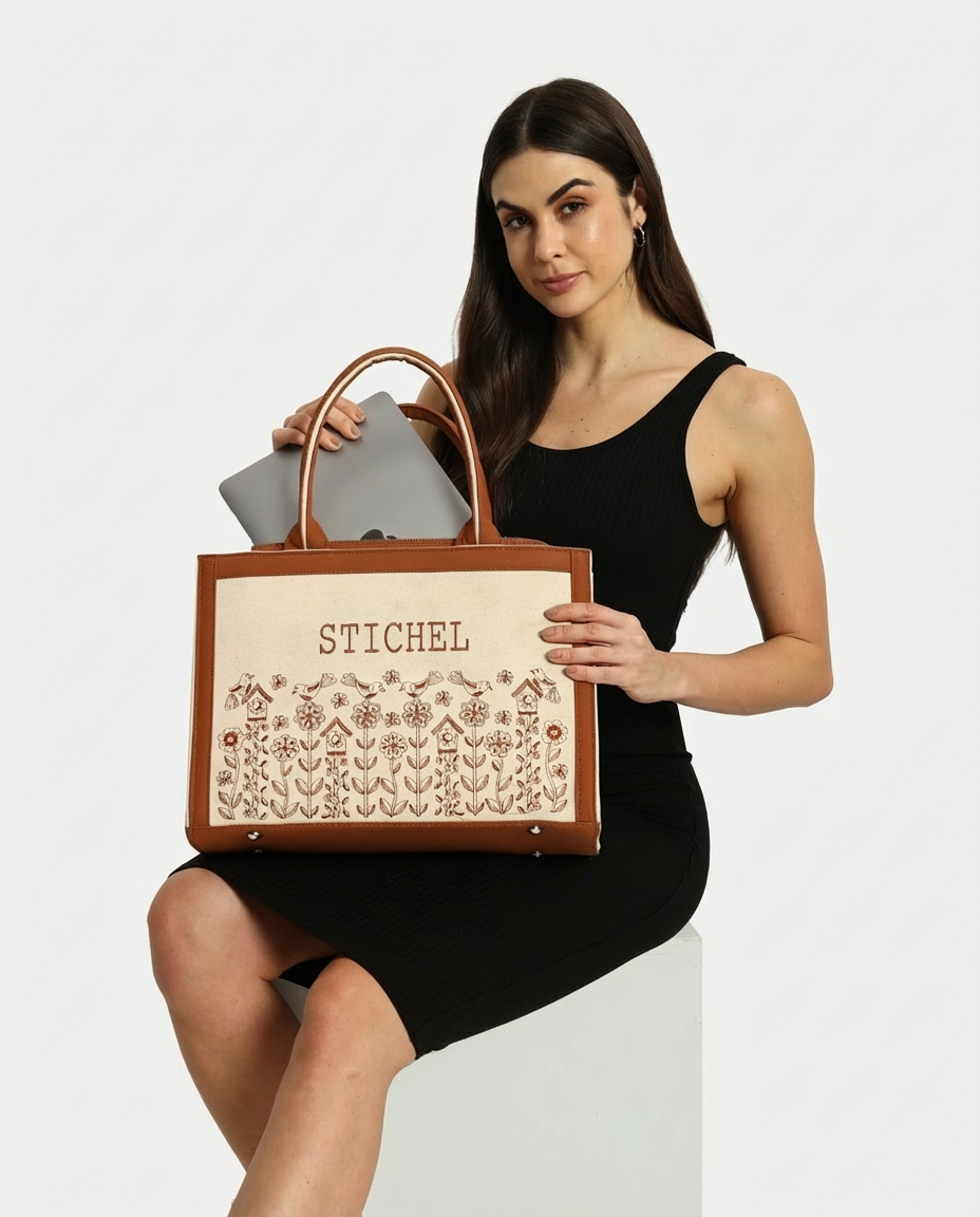 Birdsong Bliss Customized Premium Voguish Embroidered Tote Bag