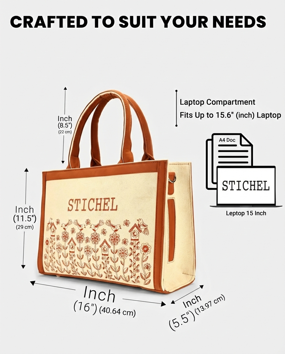 Customized Canvas Denim Embroidered abstract Nature Designer Tote Bag