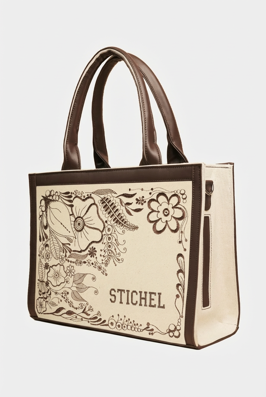 Customized Ethereal Garden Embroidered Tote Bag – Dark Brown