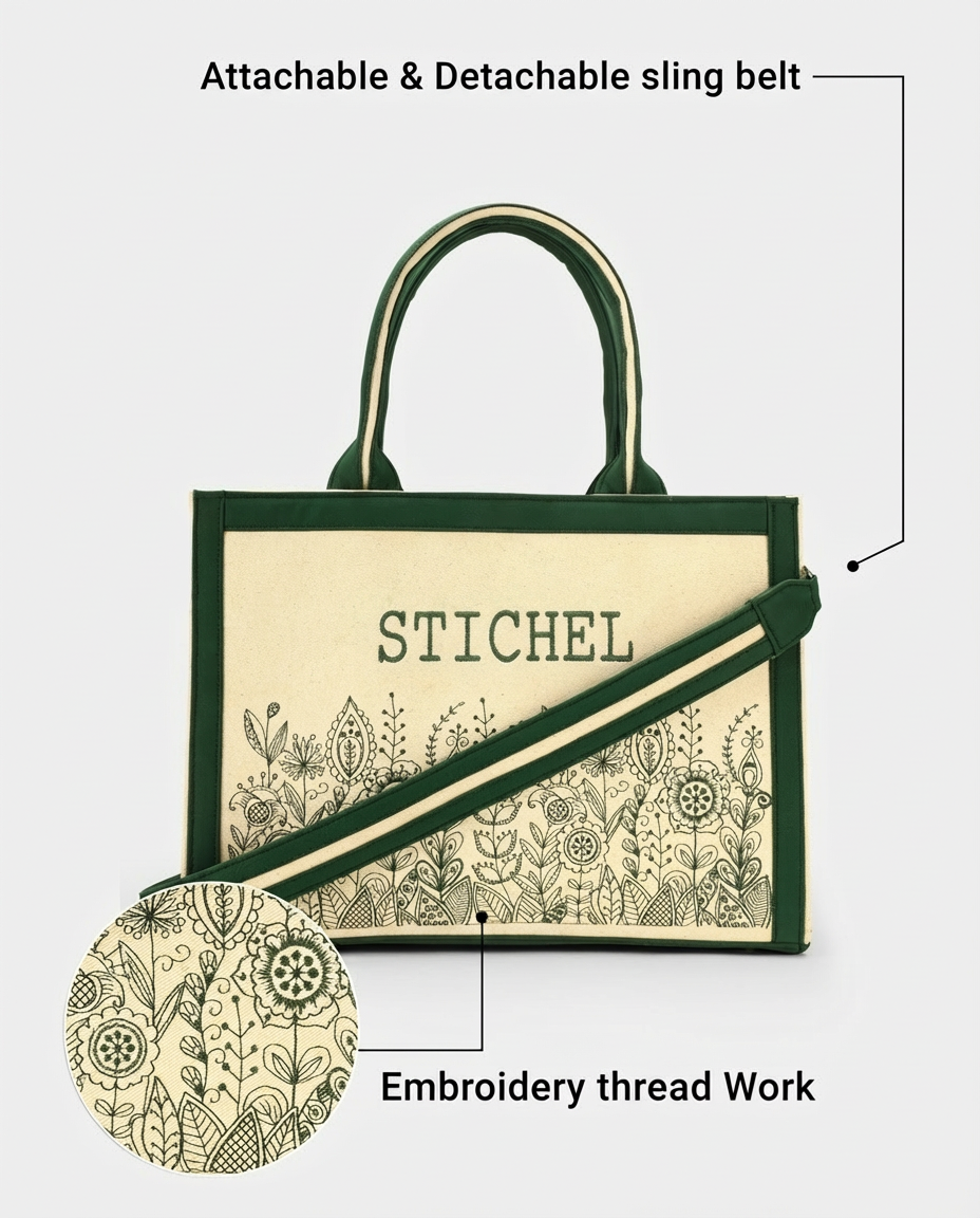 Customized Canvas Denim Embroidered Voguish Tote Bag