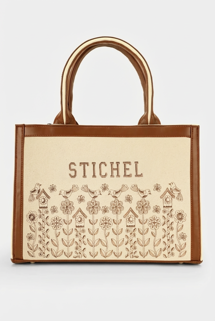 Birdsong Bliss Customized Premium Voguish Embroidered Tote Bag