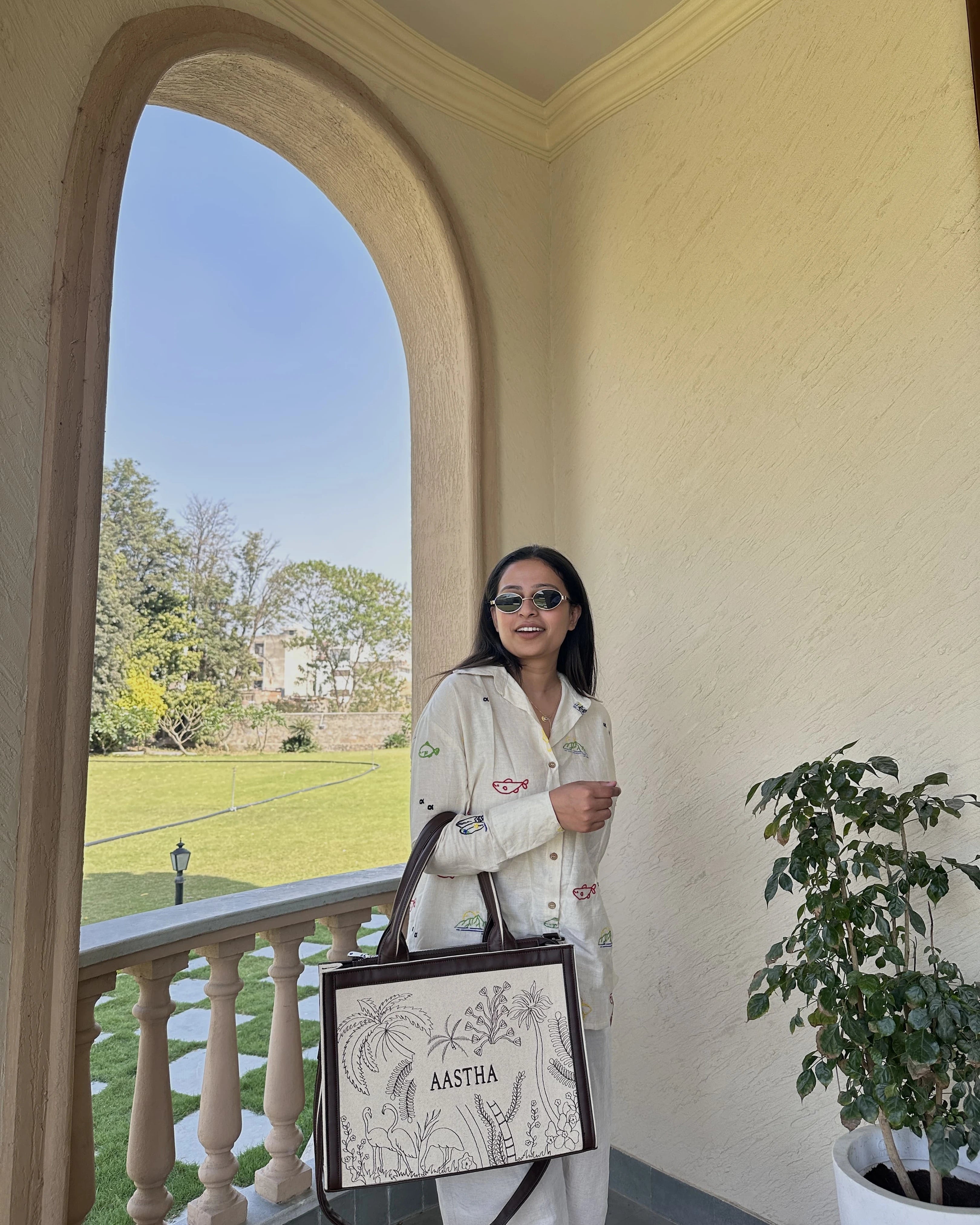 Eco-Chic Tropical Embroidered Tote Bag