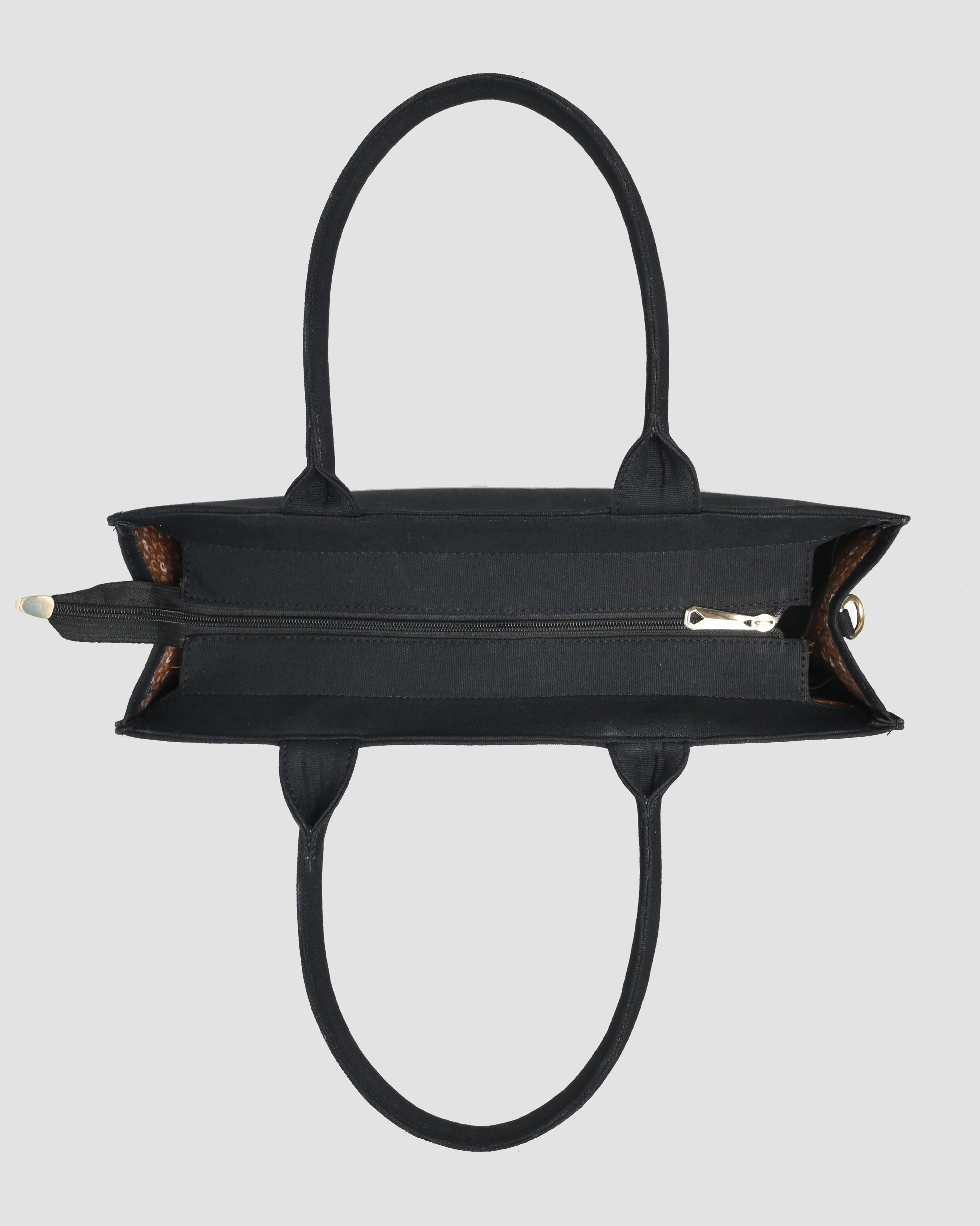 Canvas Multi Floral Embroidered Bag - Black