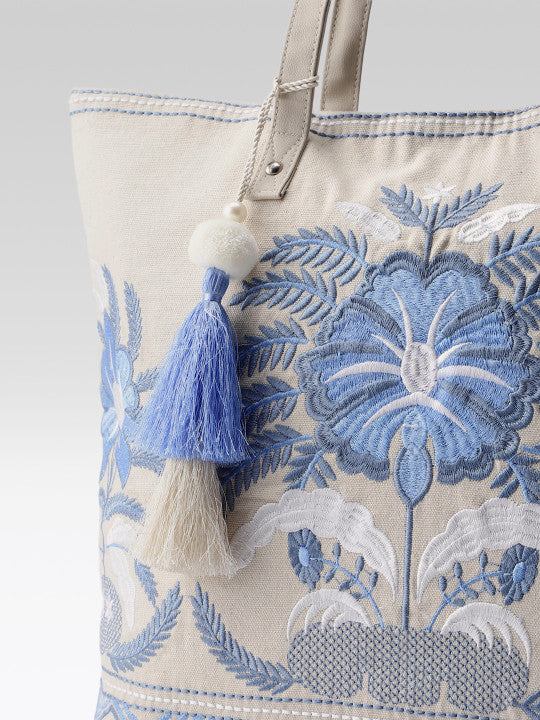 Floral Embellished Shopper Tote Bag